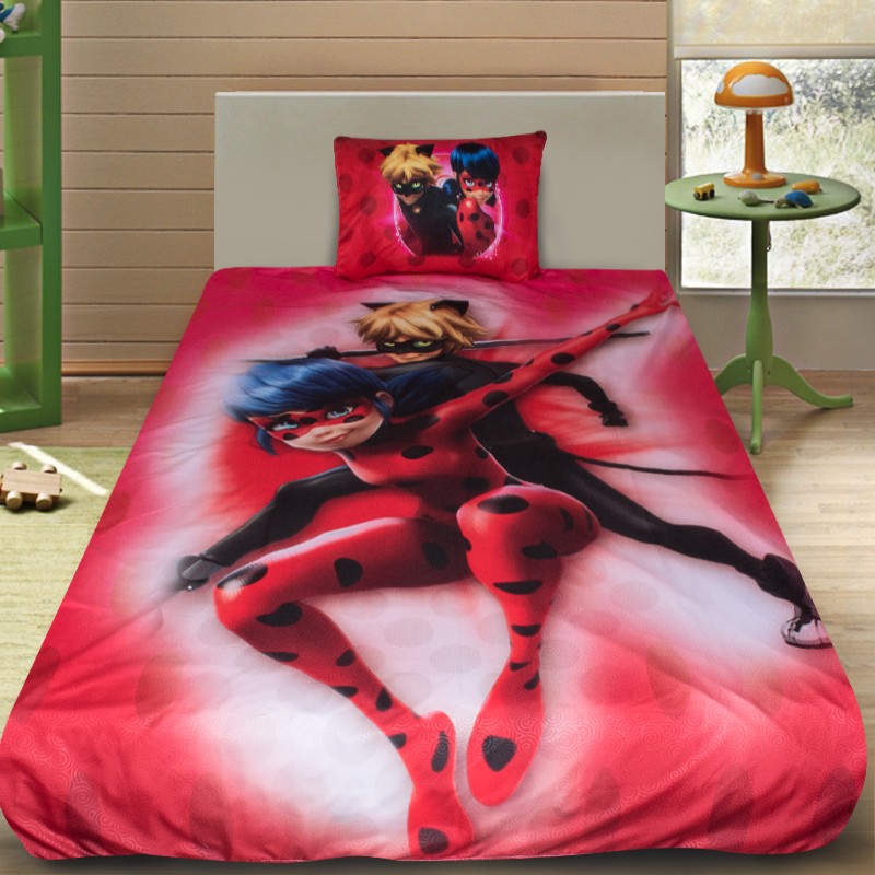 Детско 3D спално бельо Ladybug And Cat Noir Red