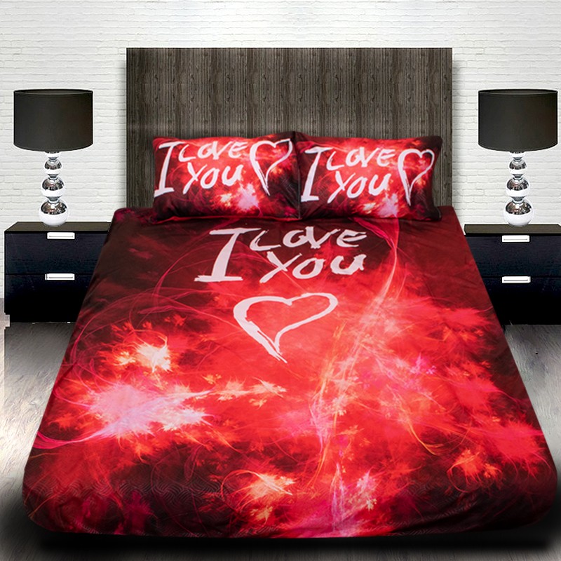 3D спално бельо Романтични, I LOVE YOU