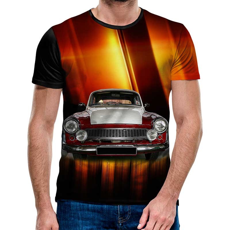 3D Мъжка тениска Car 6867 + надпис