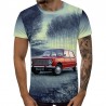 3D Мъжка тениска Car 6863 + надпис