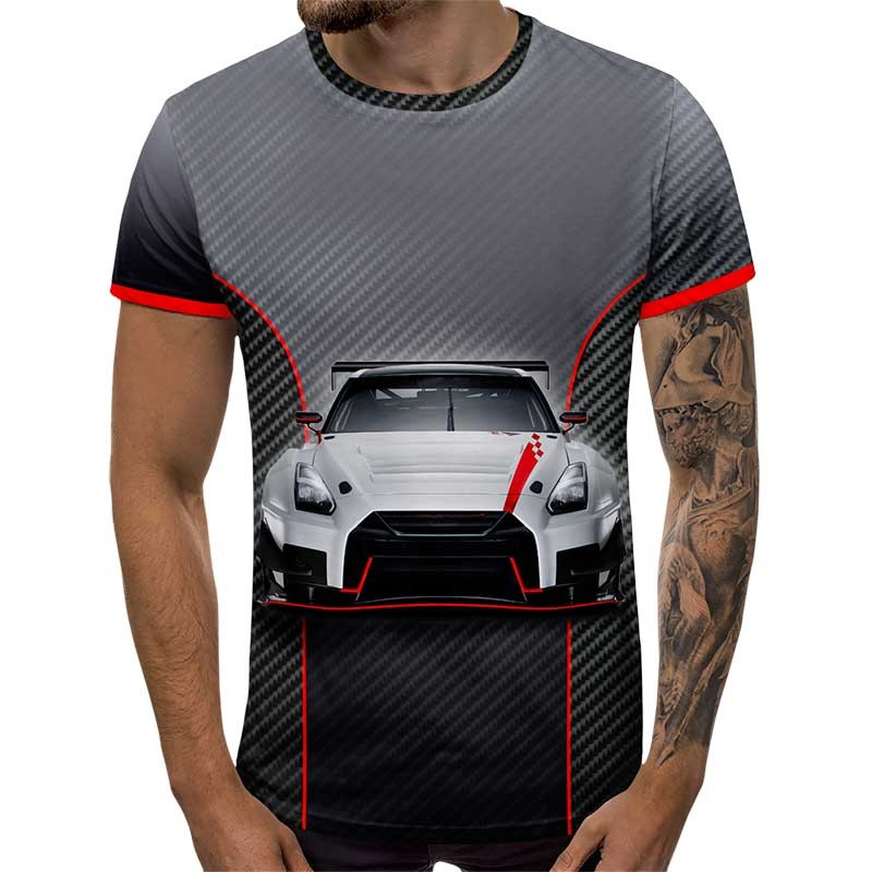 3D Мъжка тениска Car 6835 + надпис