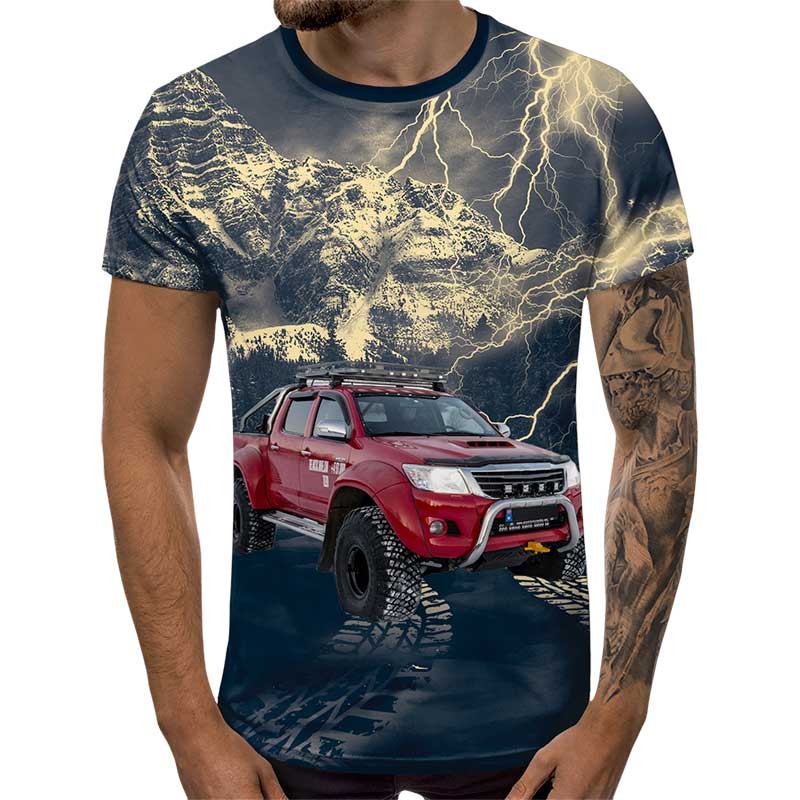 3D Мъжка тениска Car 6829 + надпис