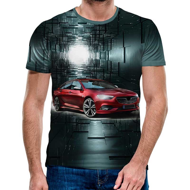 3D Мъжка тениска Car 6827 + надпис