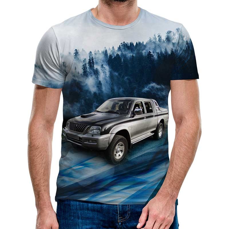 3D Мъжка тениска Car 6823 + надпис