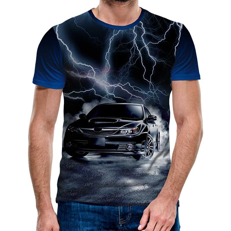 3D Мъжка тениска Car 6822 + надпис