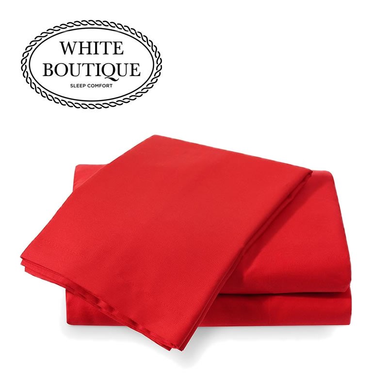 Чаршаф с ластик памучен сатен White Boutique Червено 27см.