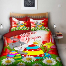 3D спално бельо Великден в червено