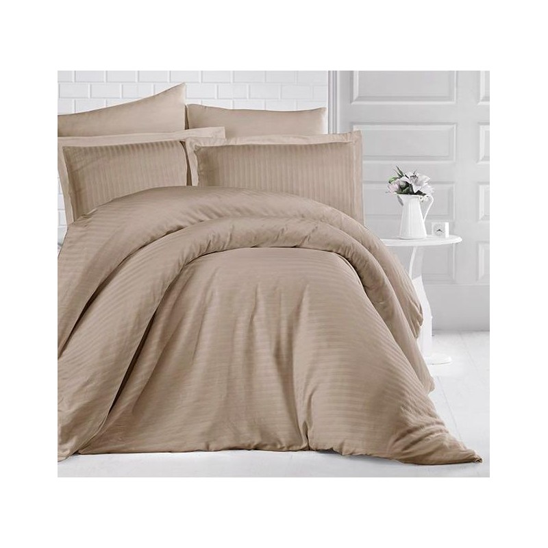 Спално бельо памучен сатен Uni Light Brown