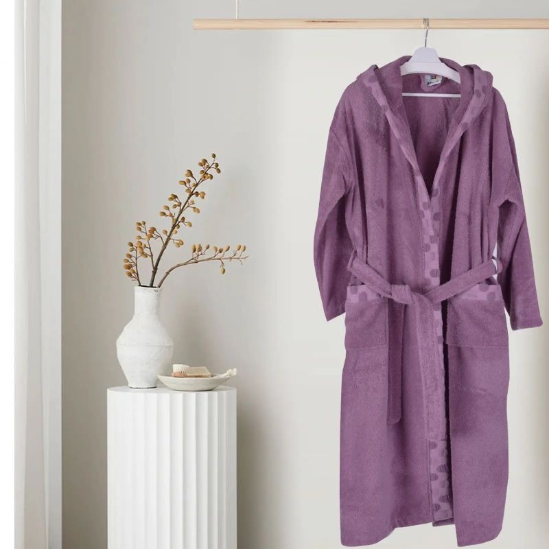 Халат за баня с качулка Мел, люляк