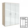 Трикрилен гардероб, АВА 3, бяло с крем гланц