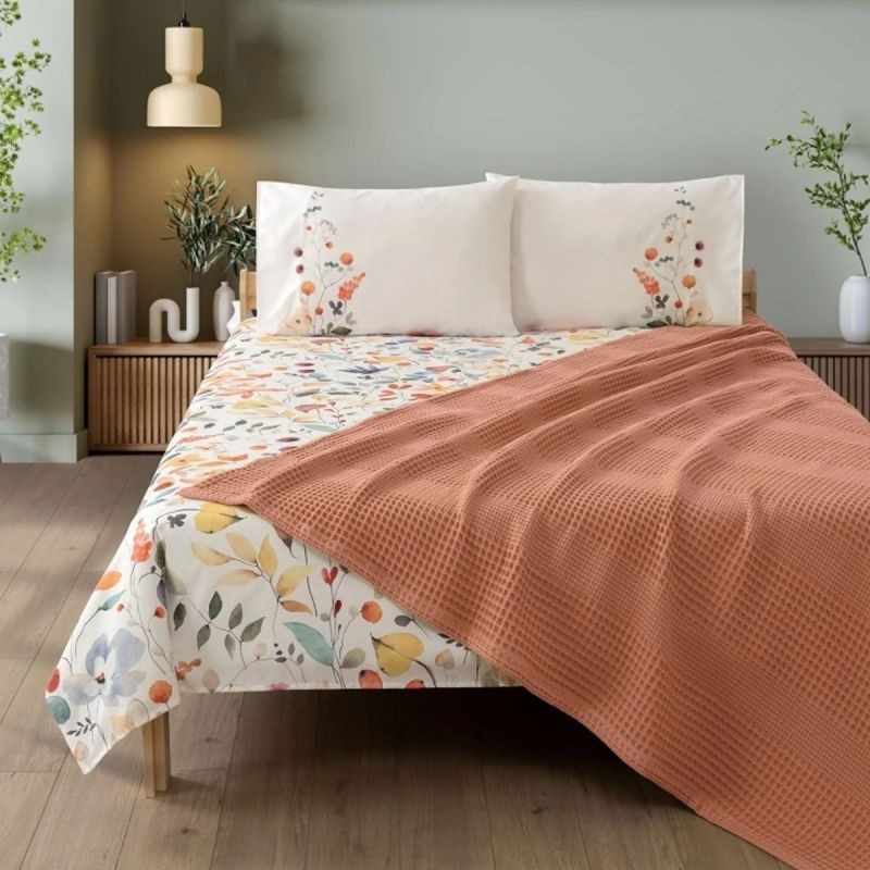 Спално бельо памук в комплект с ковертюра, FAYETTE APRICOT