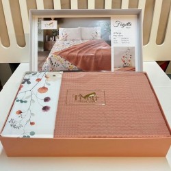 Спално бельо памук в комплект с ковертюра, FAYETTE APRICOT